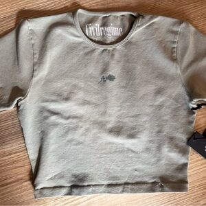 Womens Civil regime Olive Green Cropped T-shirt, size small, NWT